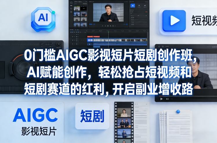 0门槛AIGC影视短片短剧创作班，AI赋能创作，轻松抢占短视频和短剧赛道的红利，开启副业增收路-禾谷轻创网