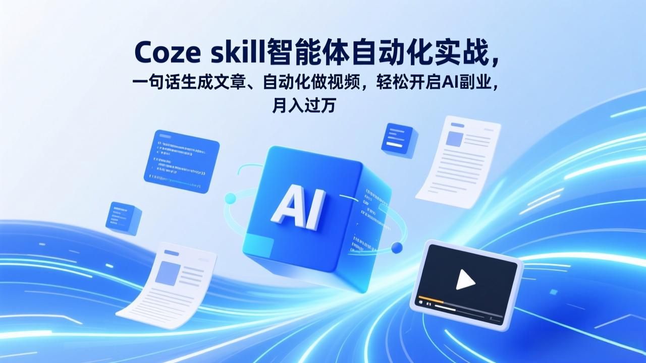 Coze skill智能体自动化实战，一句话生成文章、自动化做视频，轻松开启AI副业，月入过万-禾谷轻创网
