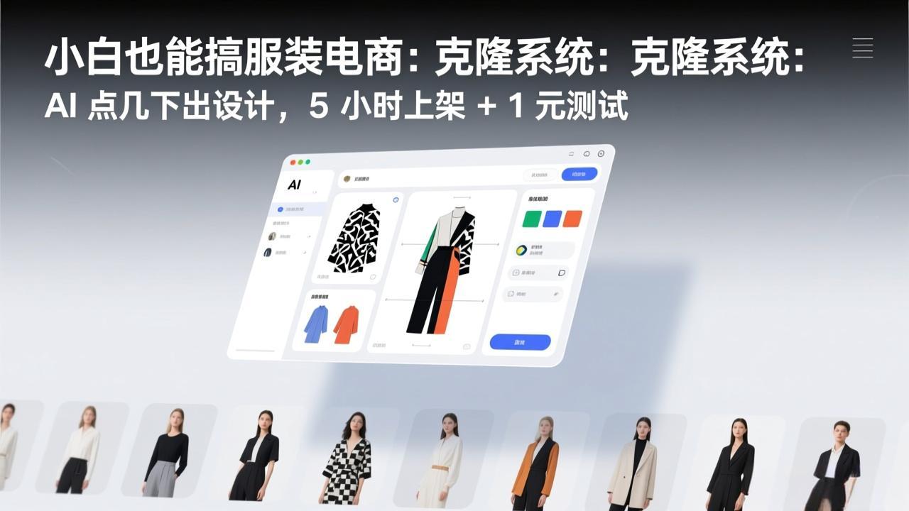 小白也能搞服装电商：克隆系统：AI 点几下出设计，5 小时上架 + 1 元测试-禾谷轻创网