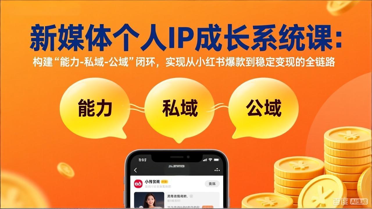 新媒体个人IP成长系统课-更新：构建“能力-私域-公域”闭环，实现从小红书爆款到稳定变现-禾谷轻创网