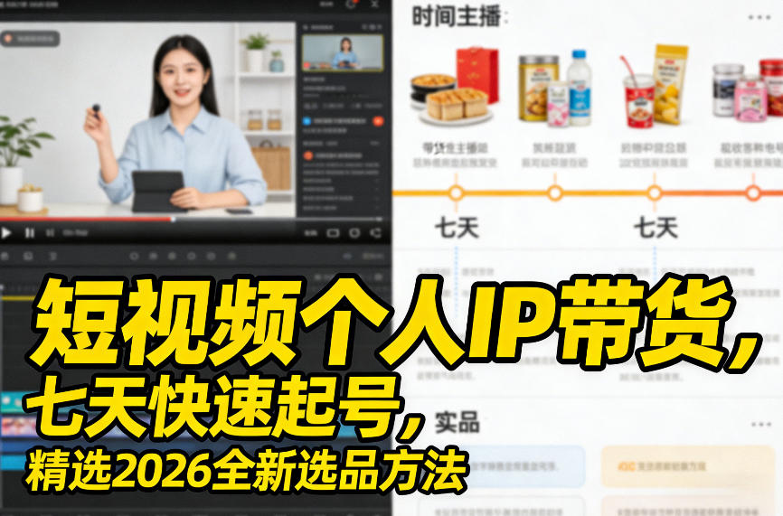 短视频个人IP带货，七天快速起号，精选2026全新选品方法-禾谷轻创网