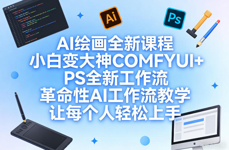AI绘画全新课程，小白变大神COMFYUI+PS全新工作流，革命性AI工作流教学，让每个人轻松上手-禾谷轻创网