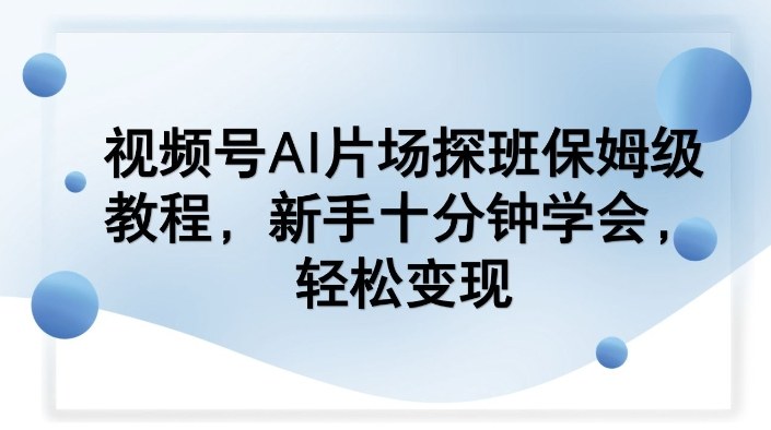 视频号AI片场探班保姆级教程，新手十分钟学会，轻松变现-禾谷轻创网