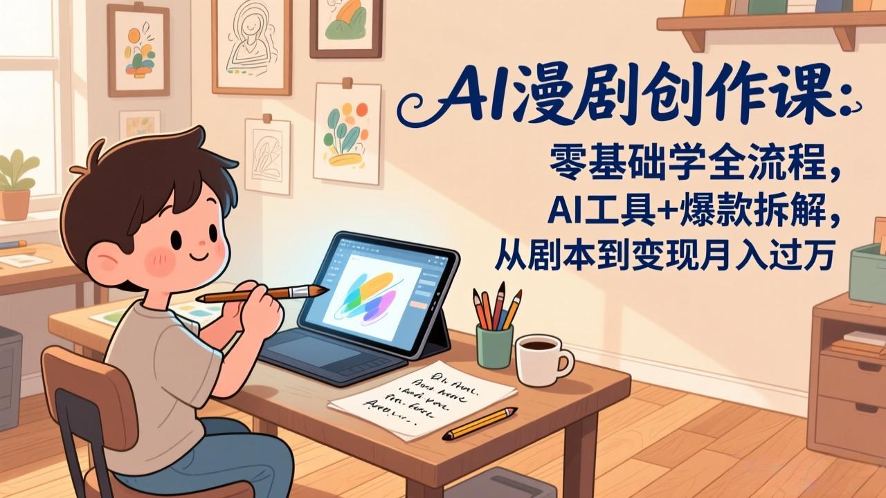 AI漫剧创作课：零基础学全流程，AI工具+爆款拆解，从剧本到变现月入过万-禾谷轻创网
