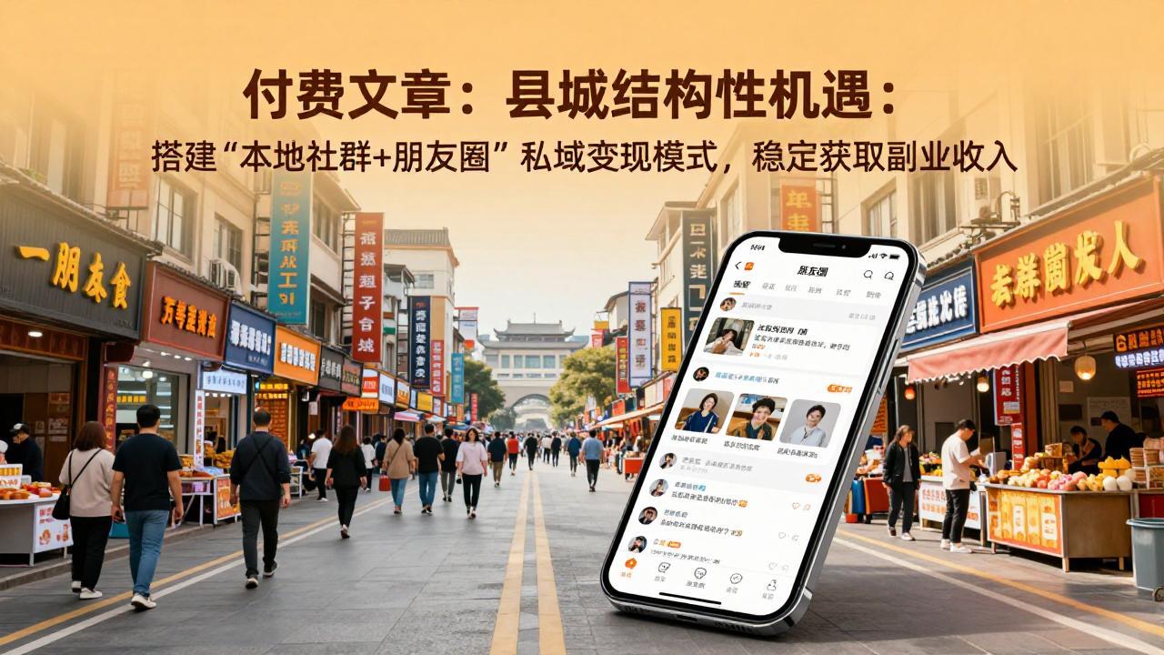 付费文章：县城结构性机遇：搭建“本地社群+朋友圈”私域变现模式，稳定获取副业收入-禾谷轻创网