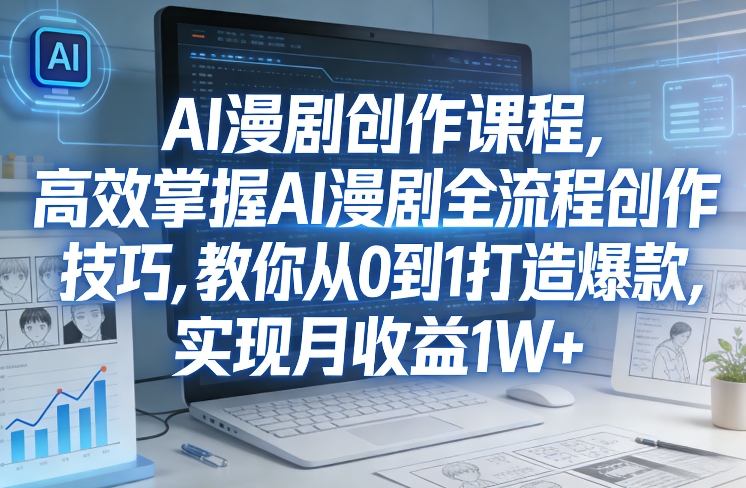 某社群AI漫剧创作课程，高效掌握AI漫剧全流程创作技巧，教你从0到1打造爆款，实现月收益1W+-禾谷轻创网