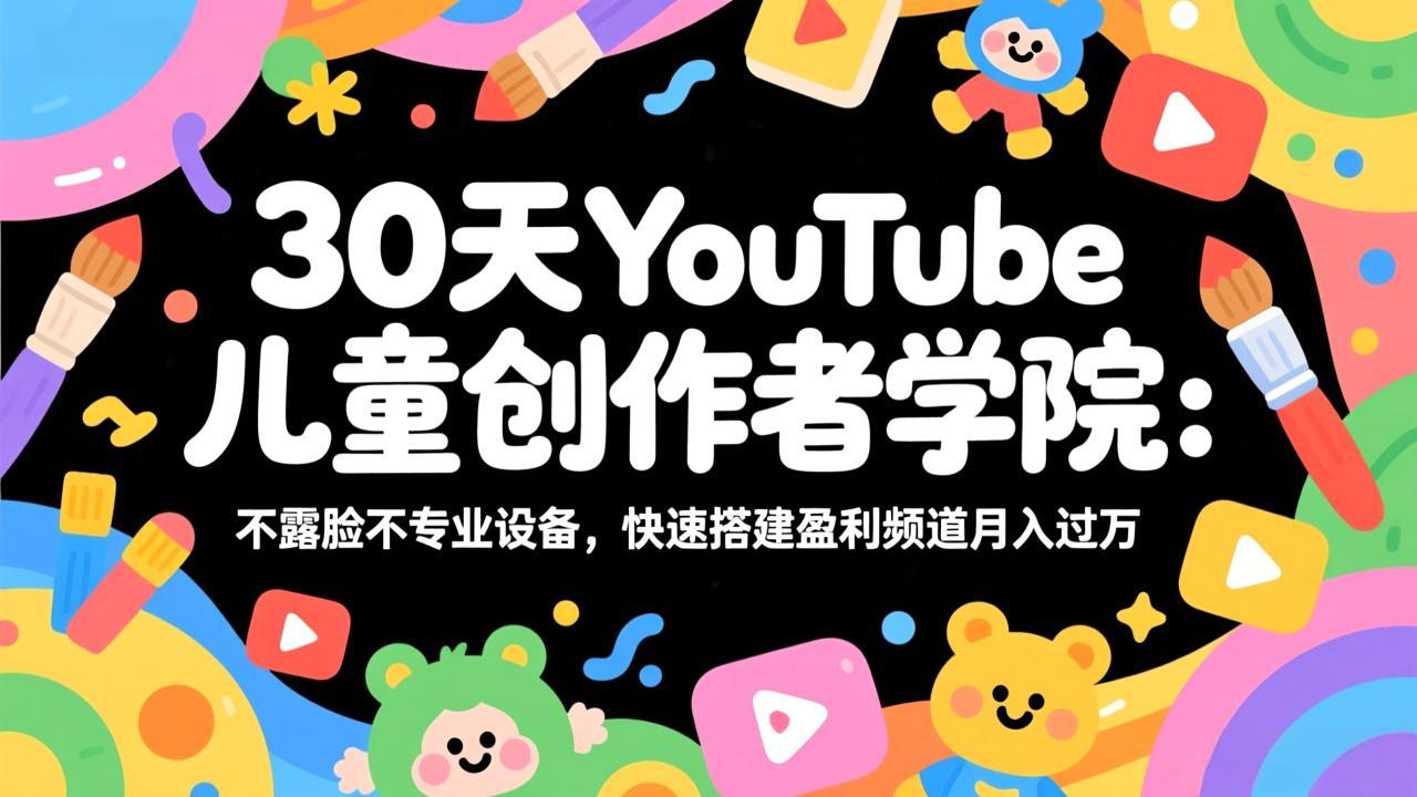 30天YouTube儿童创作者学院：不露脸不专业设备，快速搭建盈利频道月入过万-禾谷轻创网
