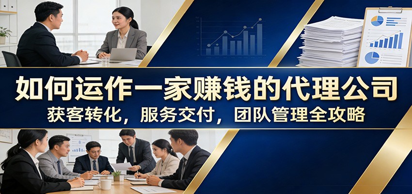 如何运作一家赚钱的代理公司：获客转化，服务交付，团队管理全攻略-禾谷轻创网