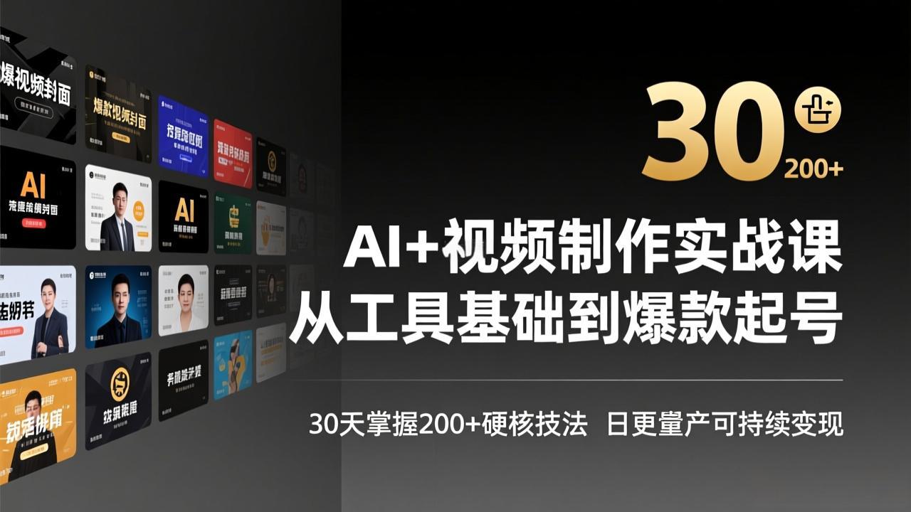 AI+视频制作实战班-3月更新：从工具基础到爆款起号，30天掌握200+硬核技法，日更量产可持续变现-禾谷轻创网