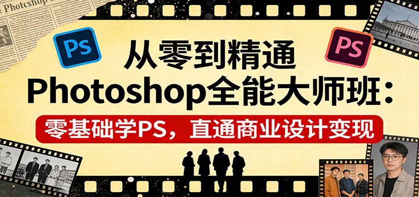 从零到精通Photoshop全能大师班：零基础学PS，直通商业设计变现-禾谷轻创网