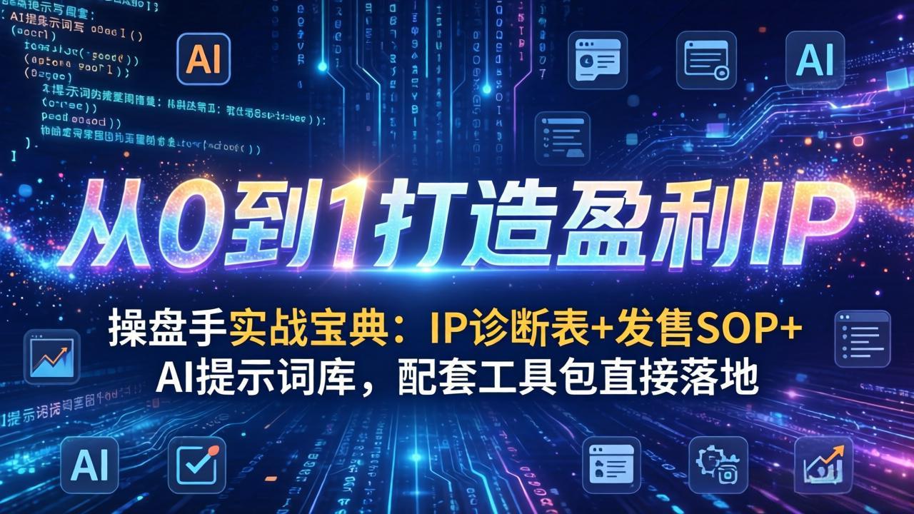 操盘手实战宝典：IP诊断表+发售SOP+AI提示词库，配套工具包直接落地，从0到1打造盈利IP-禾谷轻创网