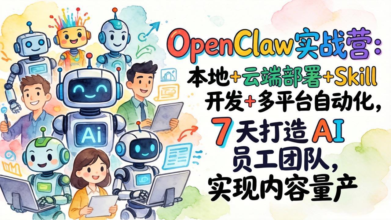OpenClaw实战营：本地+云端部署+Skill开发+多平台自动化，7 天打造 AI 员工团队，实现内容量产-禾谷轻创网