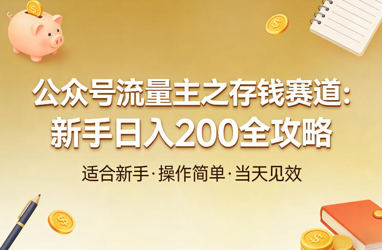 公众号流量主之存钱赛道，贴合当下需求，适合新手，一天收益2张-禾谷轻创网