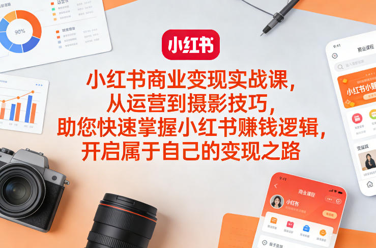 小红书商业变现实战课，从运营到摄影技巧，助您快速掌握小红书賺钱逻辑，开启属于自己的变现之路-禾谷轻创网