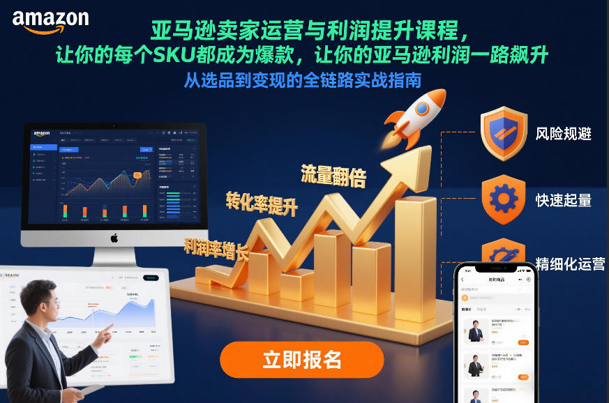 亚马逊卖家运营与利润提升课程，让你的每个SKU都成为爆款，让你的亚马逊利润一路飙升(更新26年3月)-禾谷轻创网