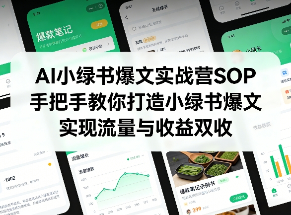 AI小绿书爆文实战营SOP，手把手教你打造小绿书爆文，实现流量与收益双收-禾谷轻创网