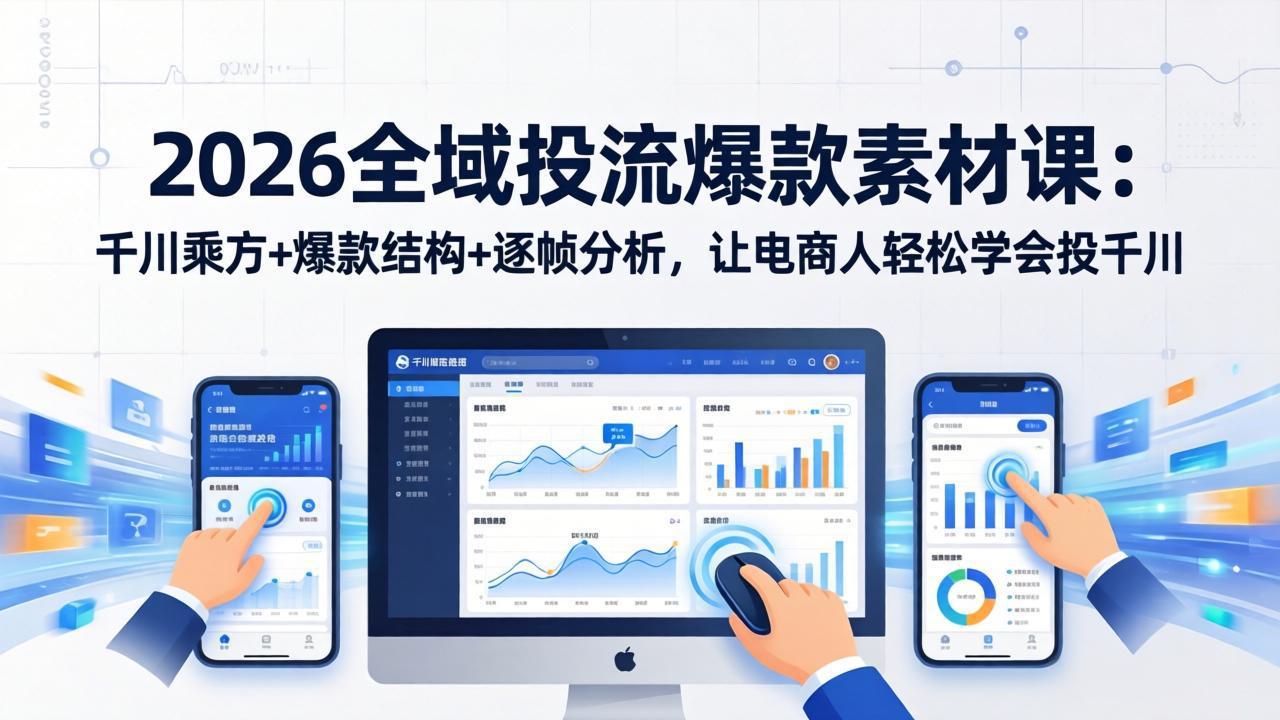 2026全域投流爆款素材课：千川乘方+爆款结构+逐帧分析，让电商人轻松学会投千川-禾谷轻创网
