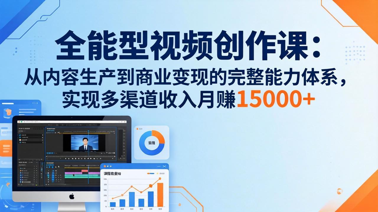 全能型视频创作课-26年3月更新：从内容生产到商业变现的完整能力体系，多渠道收入月赚15000+-禾谷轻创网