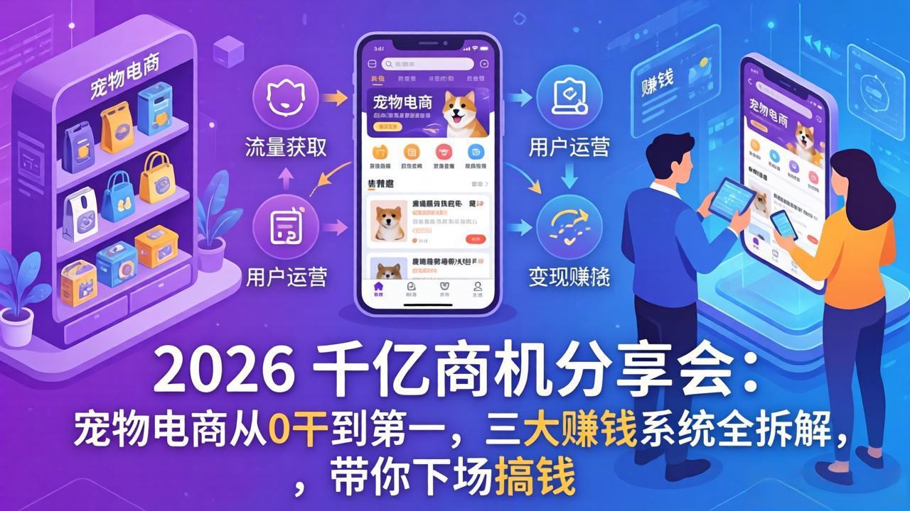 2026 千亿商机分享会：宠物电商从0干到第一，三大赚钱系统全拆解，带你下场搞钱-禾谷轻创网