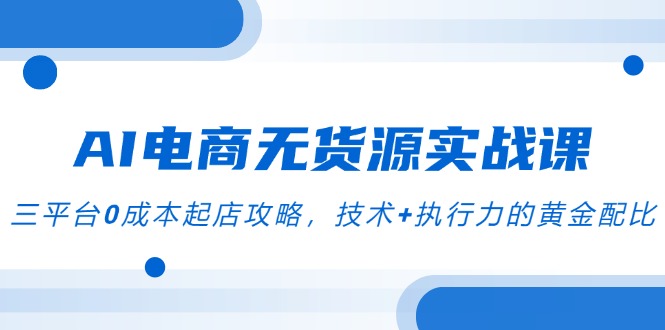 AI电商无货源实战课，三平台0成本起店攻略，技术+执行力的黄金配比-禾谷轻创网