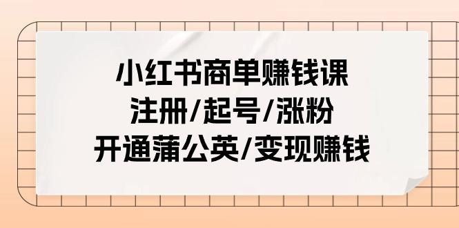 小红书商单赚钱课：注册/起号/涨粉/开通蒲公英/变现赚钱(25节课)-禾谷轻创网