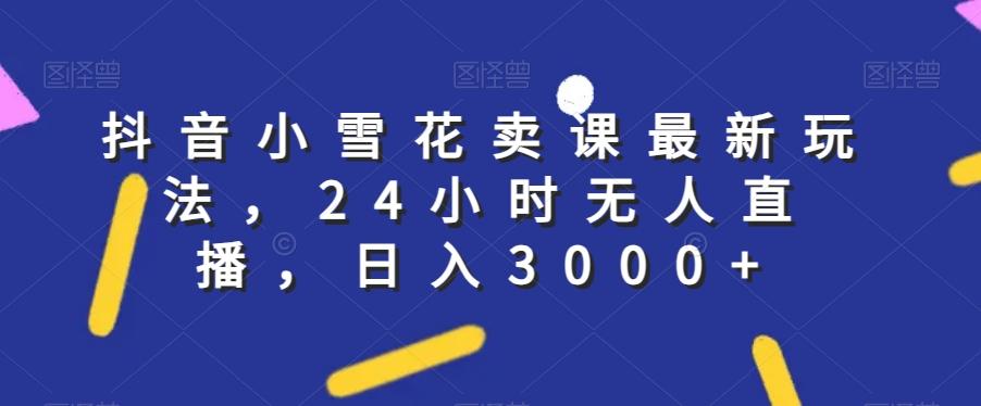 抖音小雪花卖课最新玩法，24小时无人直播，日入3000+【揭秘】-禾谷轻创网