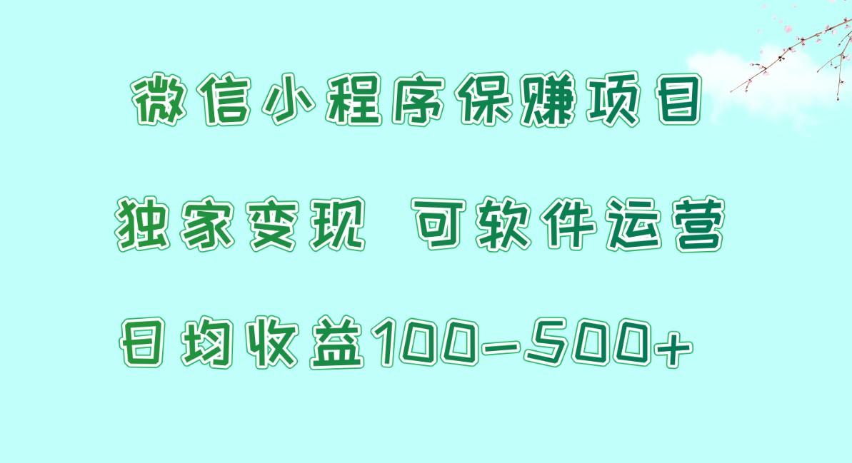 微信小程序保赚项目，日均收益100~500+，独家变现，可软件运营-禾谷轻创网
