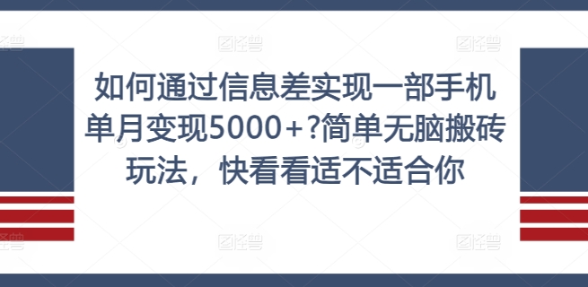 如何通过信息差实现一部手机单月变现5000+?简单无脑搬砖玩法，快看看适不适合你【揭秘】-禾谷轻创网