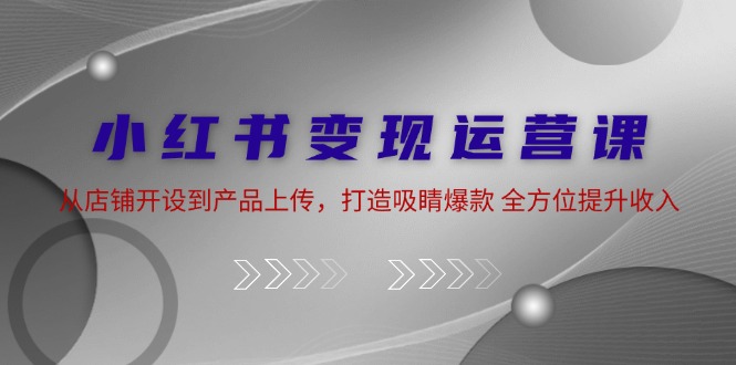 小红书变现运营课：从店铺开设到产品上传，打造吸睛爆款 全方位提升收入-禾谷轻创网