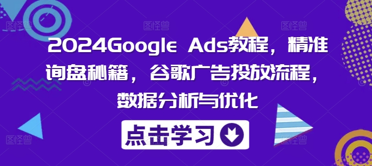 2024Google Ads教程，精准询盘秘籍，谷歌广告投放流程，数据分析与优化-禾谷轻创网