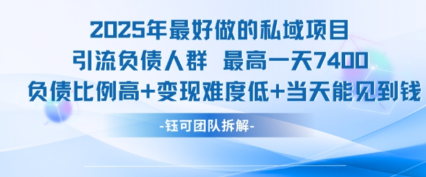 2025年最好做的私域项目，引流负债人群，最高一天变现7.4k，人群占比高，变现难度低，当天就能见到钱-禾谷轻创网
