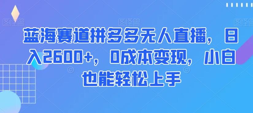 蓝海赛道拼多多无人直播，日入2600+，0成本变现，小白也能轻松上手【揭秘】-禾谷轻创网