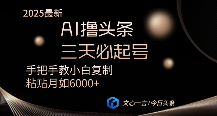 AI撸头条三天必起号手把手教小白复制粘贴月入6000+教程-禾谷轻创网