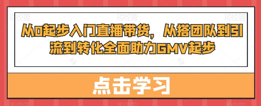 从0起步入门直播带货，​从搭团队到引流到转化全面助力GMV起步-禾谷轻创网