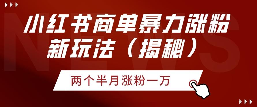 小红书商单暴力涨粉新玩法两个半月涨粉一万（揭秘）-禾谷轻创网