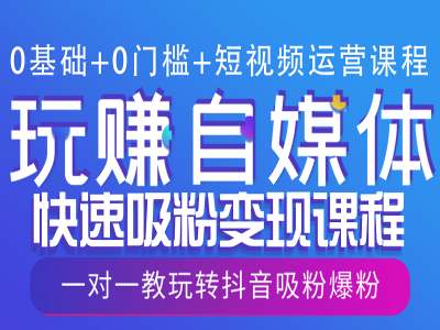 0基础+0门槛+短视频运营课程，玩赚自媒体快速吸粉变现课程，一对一教玩转抖音吸粉爆粉-禾谷轻创网
