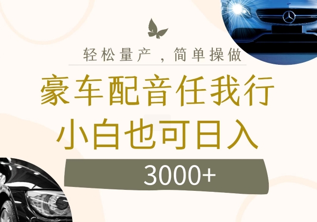 不为人知的暴力小项目，豪车配音，日入几张【揭秘】-禾谷轻创网