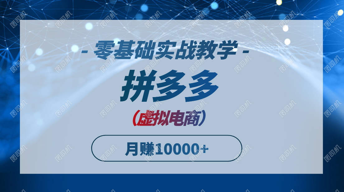 拼多多虚拟电商，零基础实战教学，快速打爆商品，新手也能月入10000+-禾谷轻创网