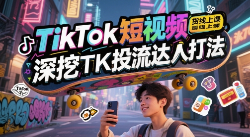 TikTok短视频带货线上课，深挖TK投流达人打法-禾谷轻创网