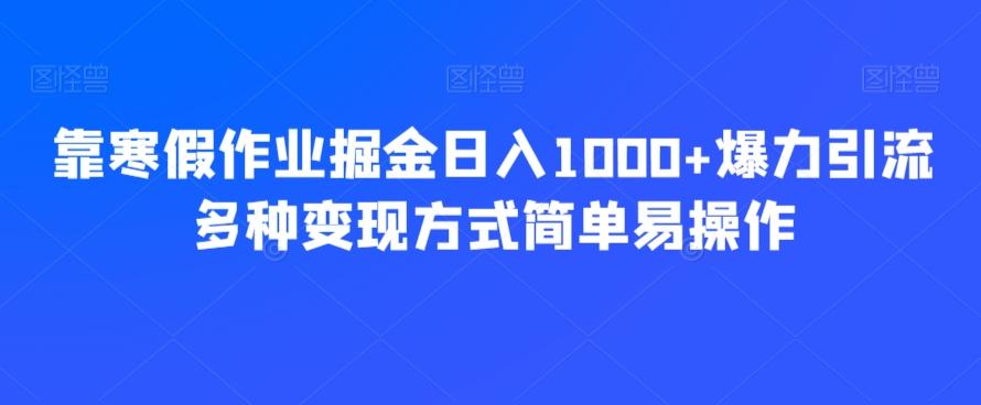 靠寒假作业掘金日入1000+爆力引流多种变现方式简单易操作-禾谷轻创网