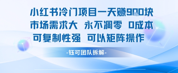 小红书冷门项目一天收益9张，市场需求大，0成本，可复制性强可以矩阵操作-禾谷轻创网