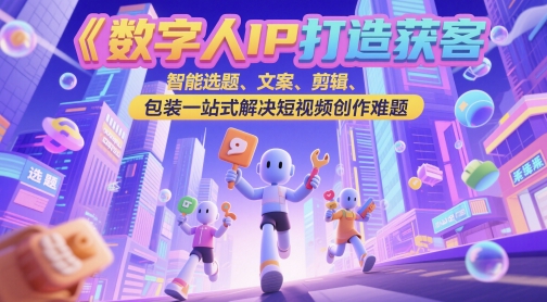 数字人IP打造获客变现实操课，智能选题、文案、剪辑、包装一站式解决短视频创作难题-禾谷轻创网