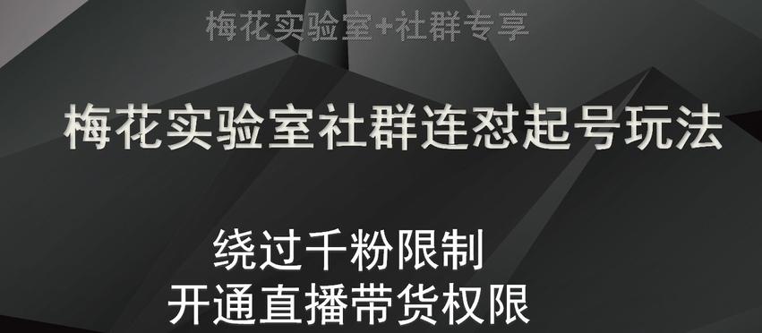 梅花实验室社群连怼起号玩法，视频号绕过千粉限制，开通直播带货权限【揭秘】-禾谷轻创网