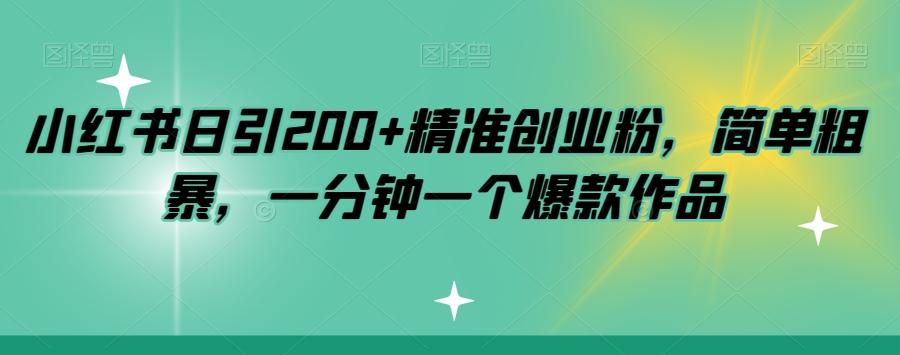 小红书日引200+精准创业粉，简单粗暴，一分钟一个爆款作品【揭秘】-禾谷轻创网
