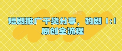 短剧推广干货分享，豹剧 1:1原创全流程-禾谷轻创网