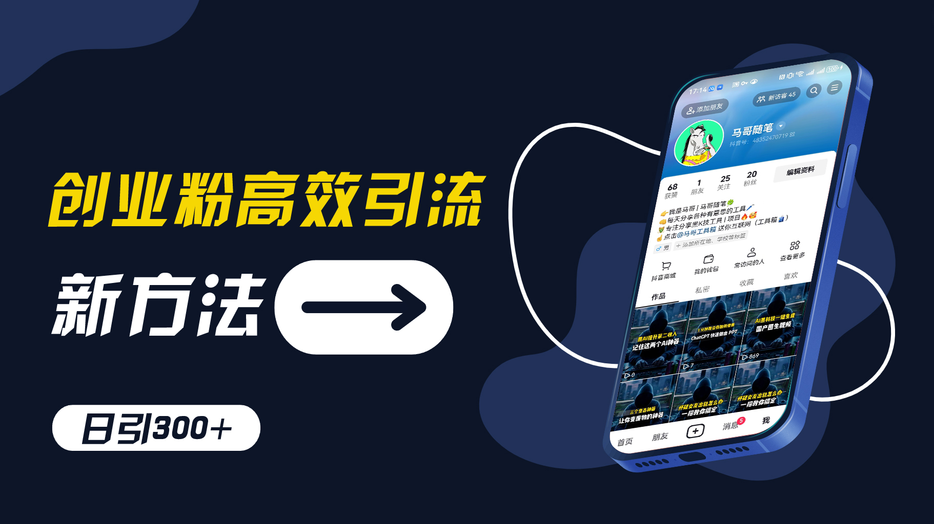 创业粉高效引流，抖音工具号玩法，日引300+，不要成为学习高手，要成为实战高手【揭秘】-禾谷轻创网