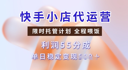快手小店代运营，限时托管计划，收益55分，单日稳定变现多张【揭秘】-禾谷轻创网