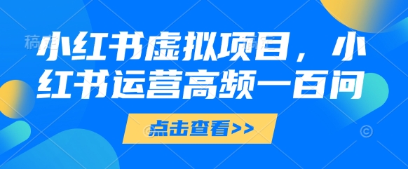 小红书虚拟项目，小红书运营高频一百问【文档】-禾谷轻创网