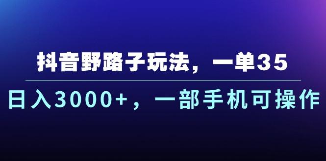 抖音野路子玩法，一单35.日入3000+，一部手机可操作-禾谷轻创网