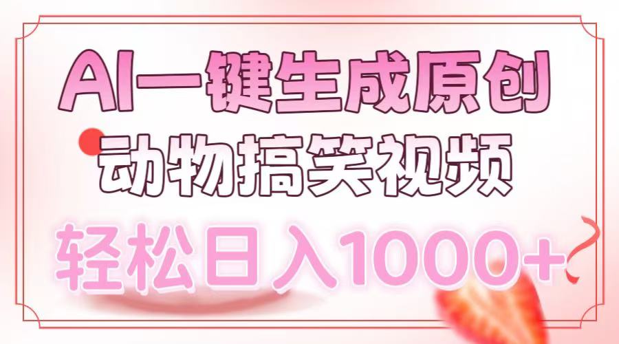 AI一键生成原创动物搞笑视频，轻松日入1000+-禾谷轻创网